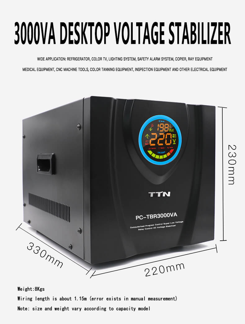 تثبیت کننده کنترل رله PC-TDR500VA-15000VA تلویزیون 3000VA 1 فاز
